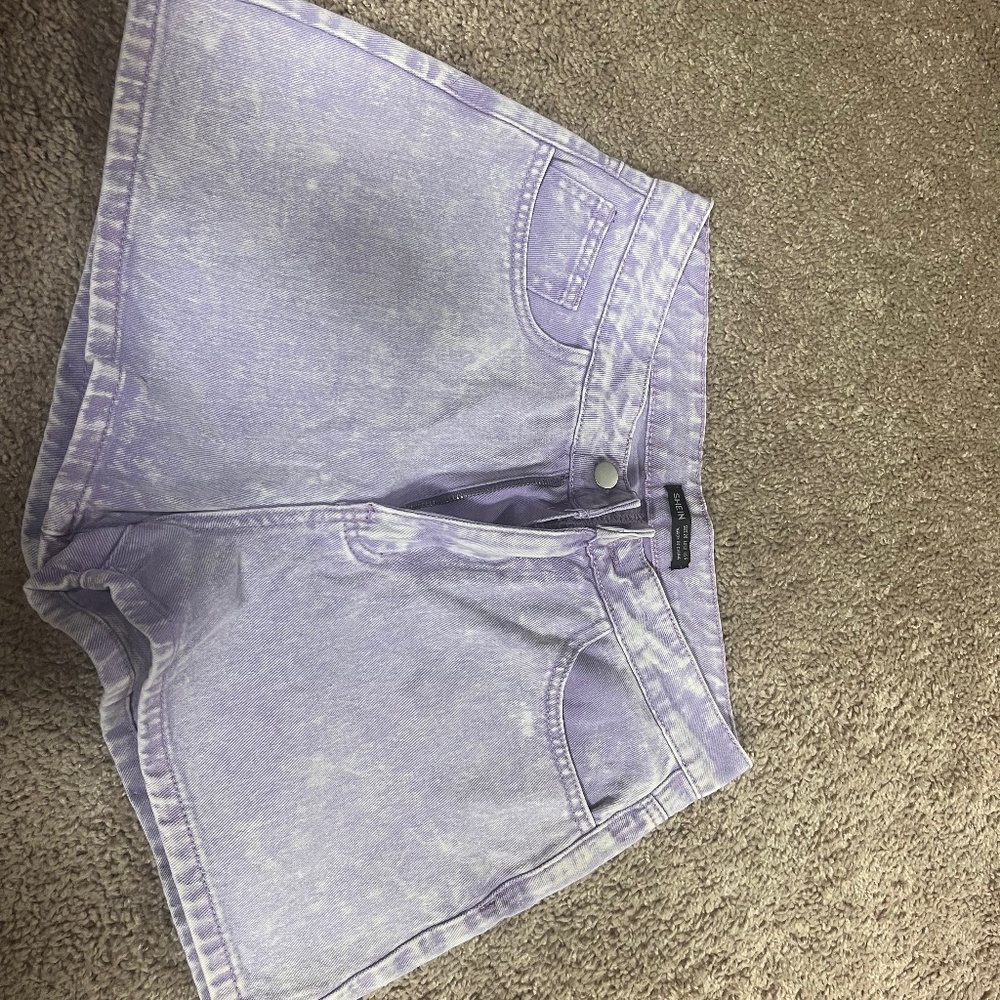 High waisted purple shorts